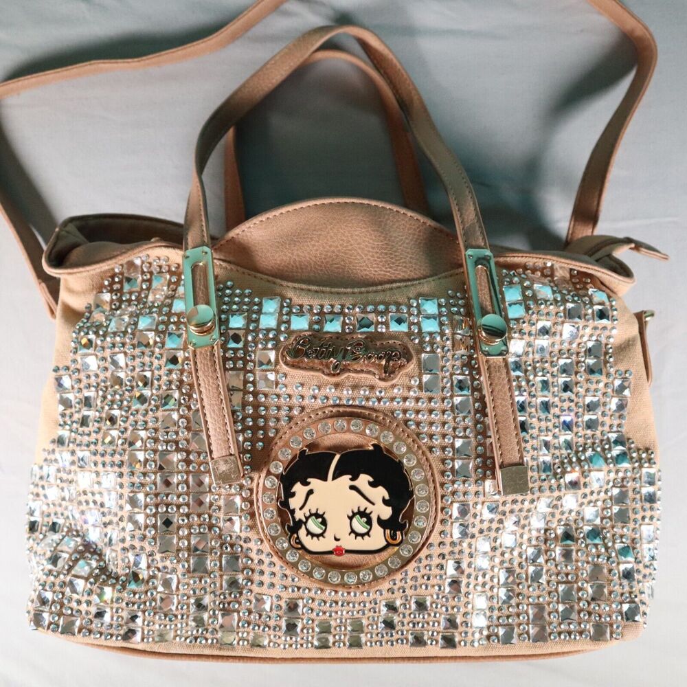 Betty Boop Beige and Silver Jeweled Shoulder Bag